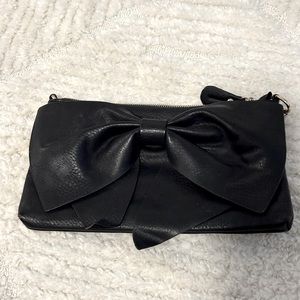 JustFab Faux Leather Black Bow Purse